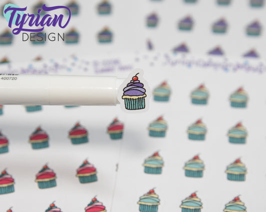 Cupcake Stickers. | 25 Stickers | .45 x .62" each