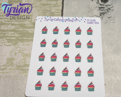Cupcake Stickers. | 25 Stickers | .45 x .62" each