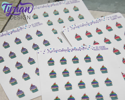 Cupcake Stickers. | 25 Stickers | .45 x .62" each