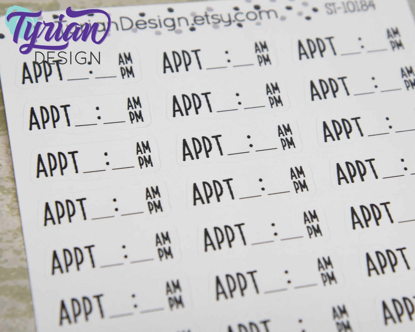 Appointment with Time Sticker | 24 Stickers | .38 x.1" each | Charley Font