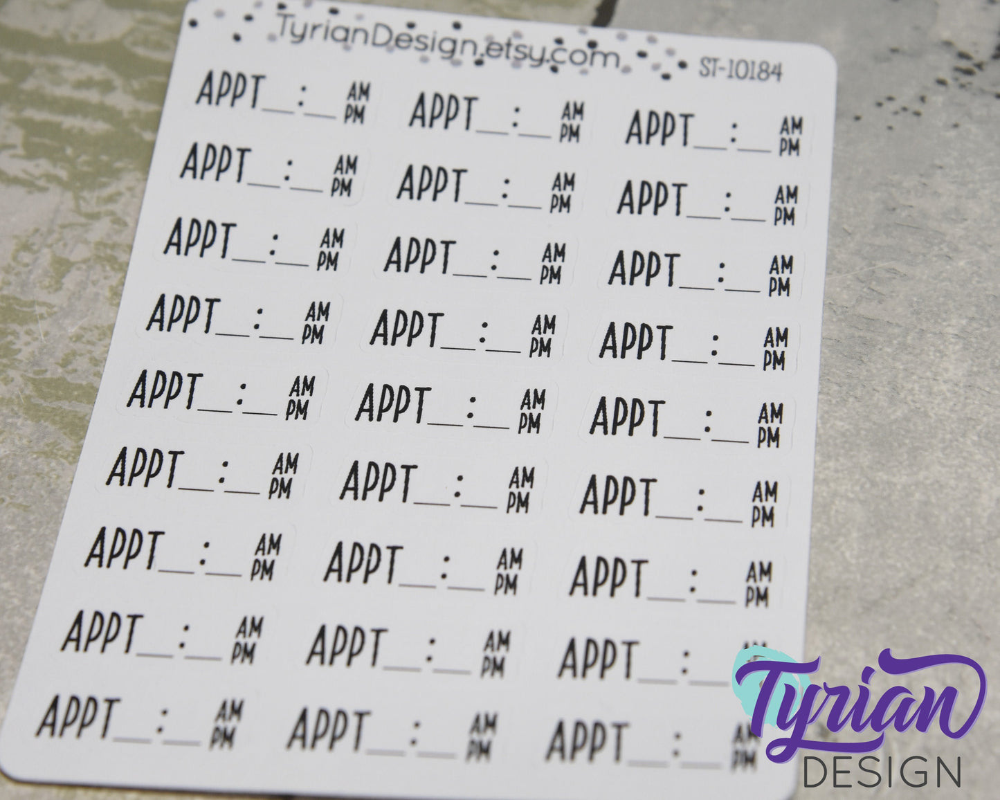 Appointment with Time Sticker | 24 Stickers | .38 x.1" each | Charley Font