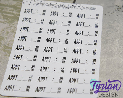 Appointment with Time Sticker | 24 Stickers | .38 x.1" each | Charley Font