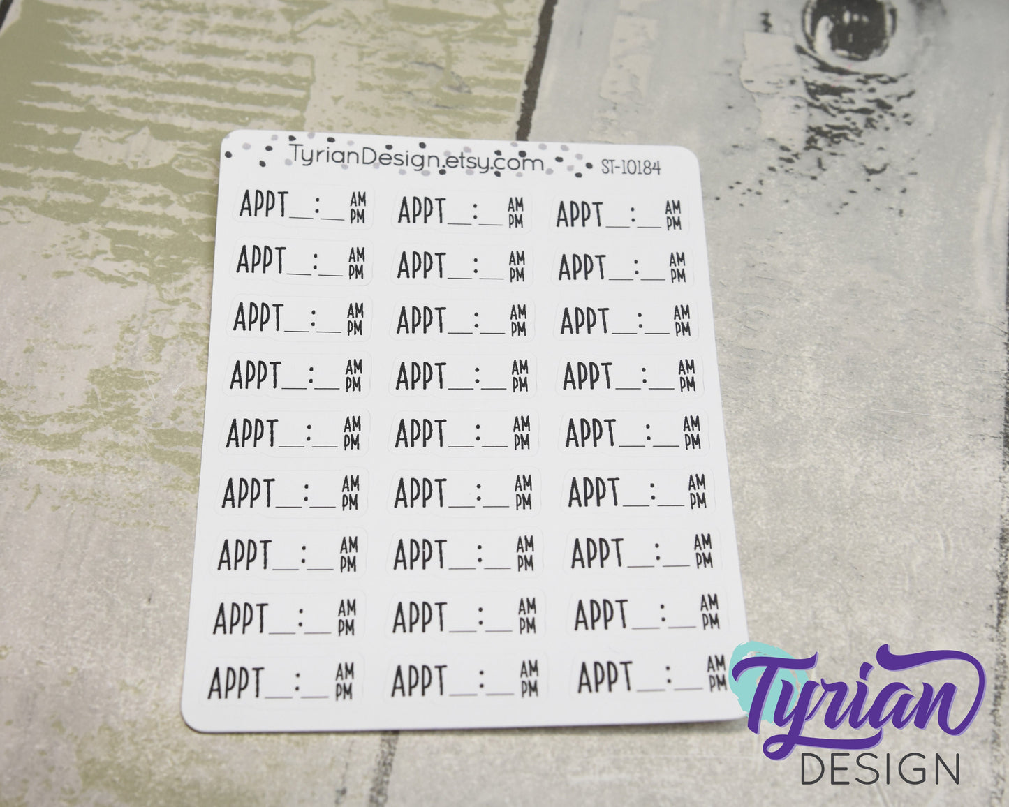 Appointment with Time Sticker | 24 Stickers | .38 x.1" each | Charley Font