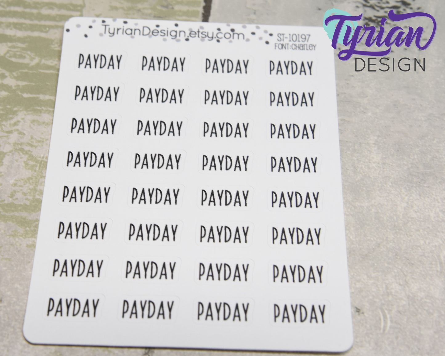 Payday Stickers for Planners and Journals. Text Payday sticker, track paychecks? Great for Journaling and Planning - Charlie Font