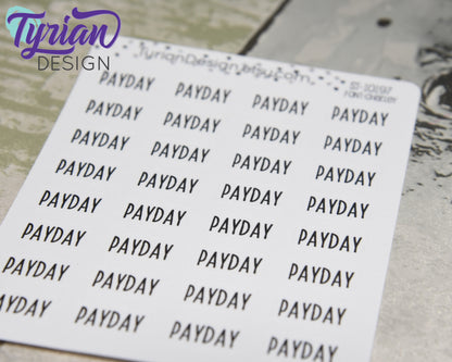 Payday Stickers for Planners and Journals. Text Payday sticker, track paychecks? Great for Journaling and Planning - Charlie Font