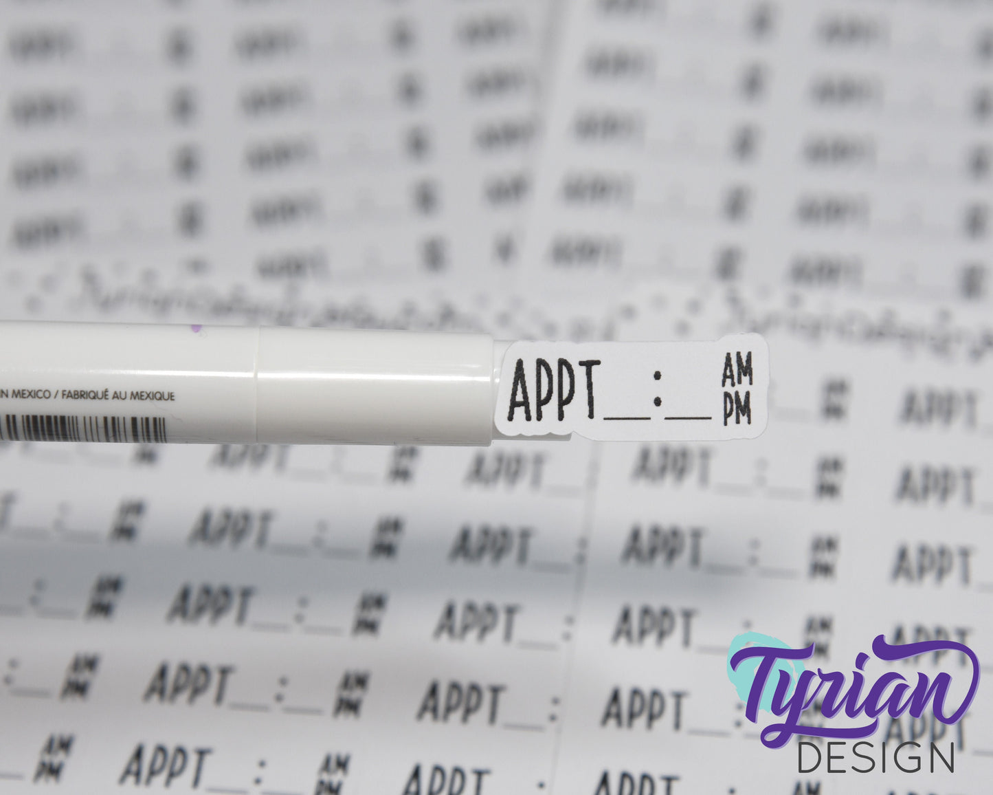 Appointment Time Stickers Mini Sheet for Planners and Journals. Black Type, clear or white matte stickers - Appt with Time space am pm