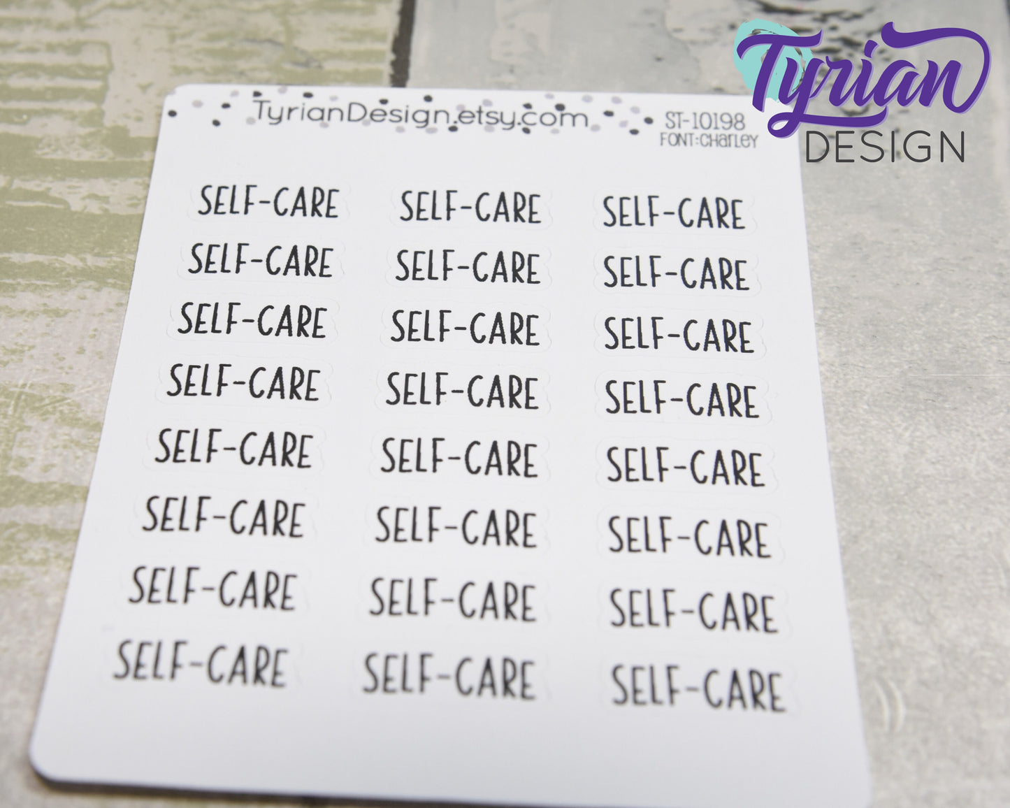 Self-Care Stickers | 24 Stickers |.86" x .35" each | Charley Font