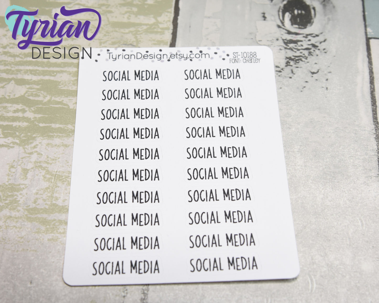 Social Media Stickers | 20 Stickers |  1.1" x .36" | Charley Font.