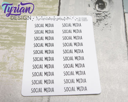 Social Media Stickers | 20 Stickers |  1.1" x .36" | Charley Font.