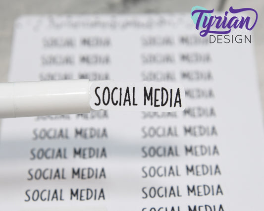 Social Media Stickers | 20 Stickers |  1.1" x .36" | Charley Font.