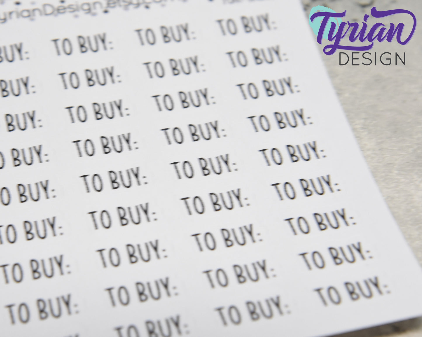 To Buy Stickers | 36 Stickers | .68 x .35" Each | Charley Font