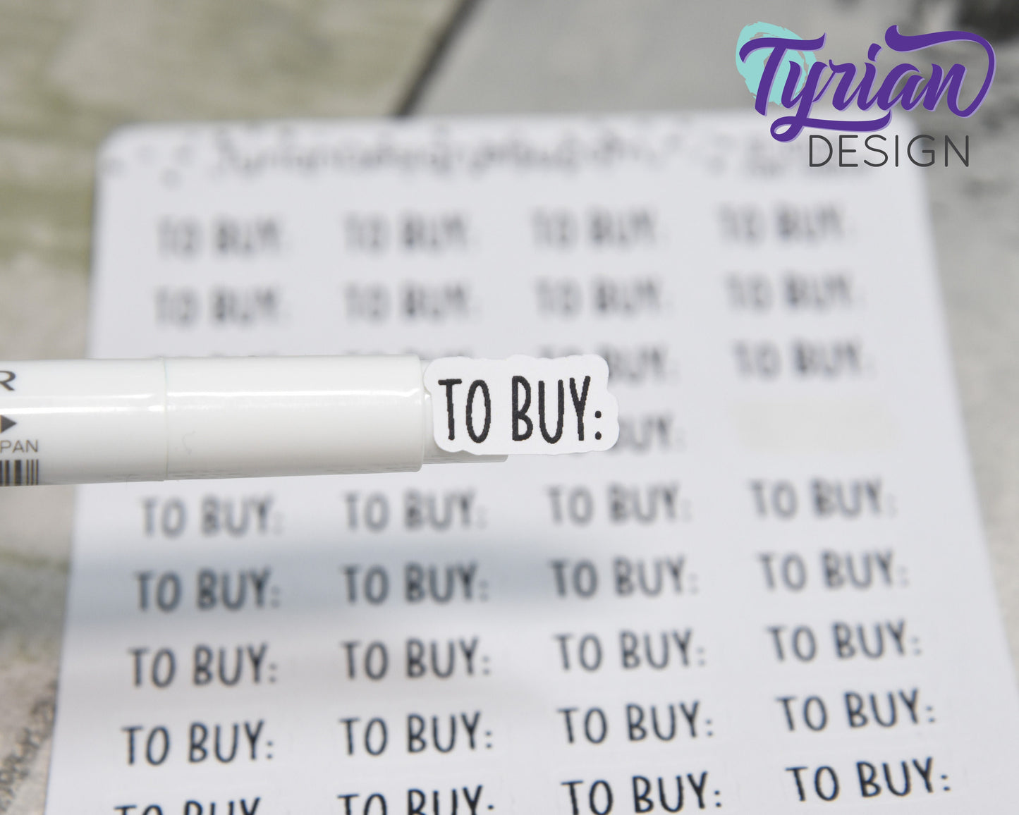 To Buy Stickers | 36 Stickers | .68 x .35" Each | Charley Font