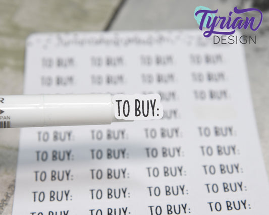 To Buy Stickers | 36 Stickers | .68 x .35" Each | Charley Font