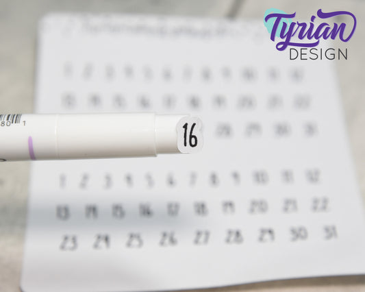 Date Stickers | 1-31 stickers | Charley Font