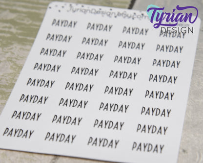 Payday Stickers for Planners and Journals. Text Payday sticker, track paychecks? Great for Journaling and Planning - Charlie Font
