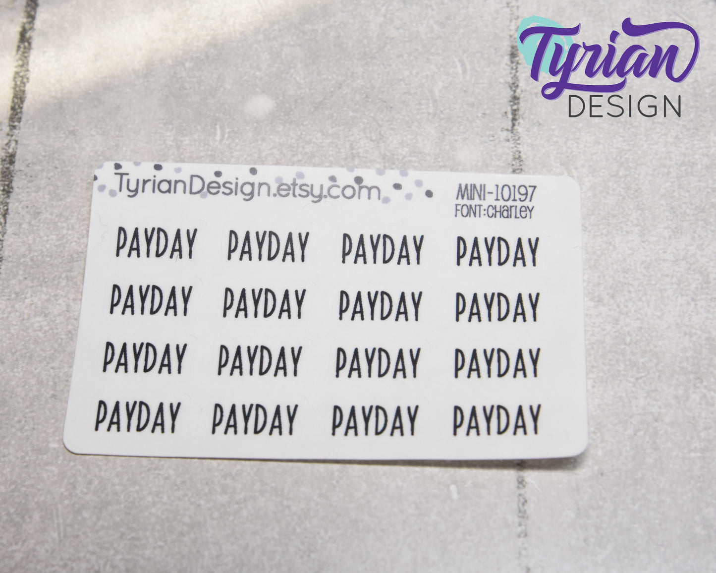 Payday Day Stickers Mini Sheet for Planners and Journals. Black Type, clear or white matte stickers - Pay check Stickers