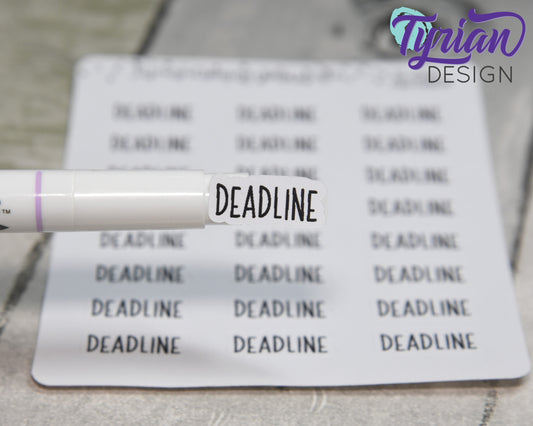 Deadline Stickers | 24 Stickers | .79" x .35" each | Charley Font.
