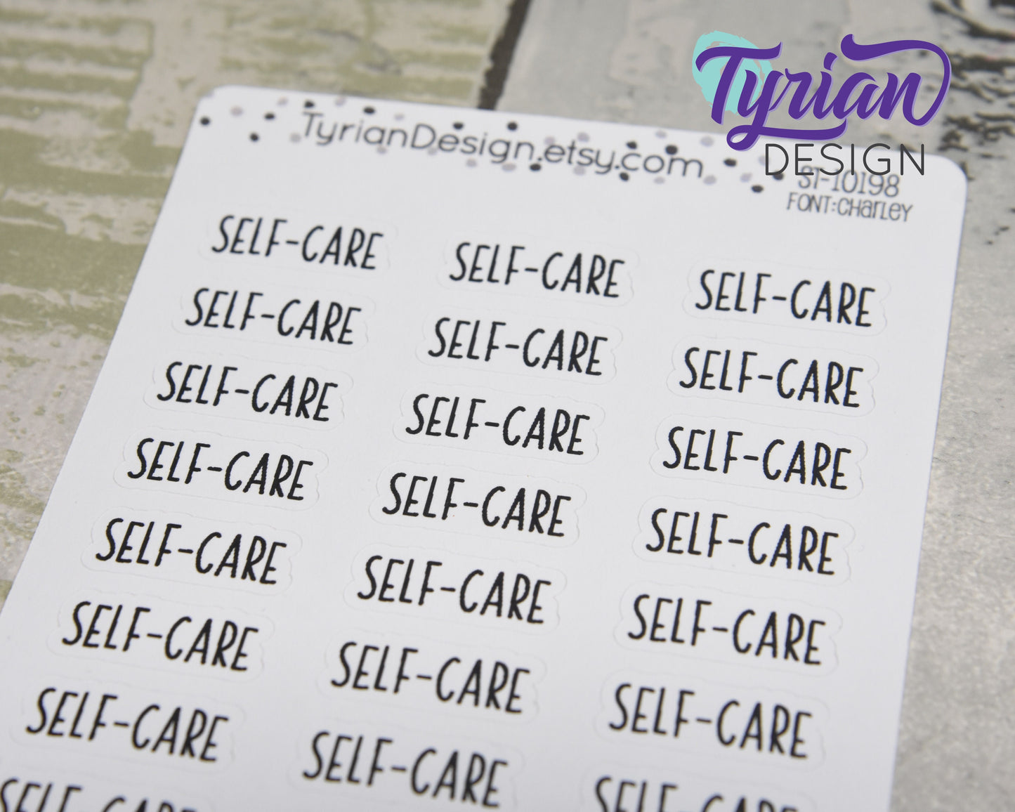 Self-Care Stickers | 24 Stickers |.86" x .35" each | Charley Font