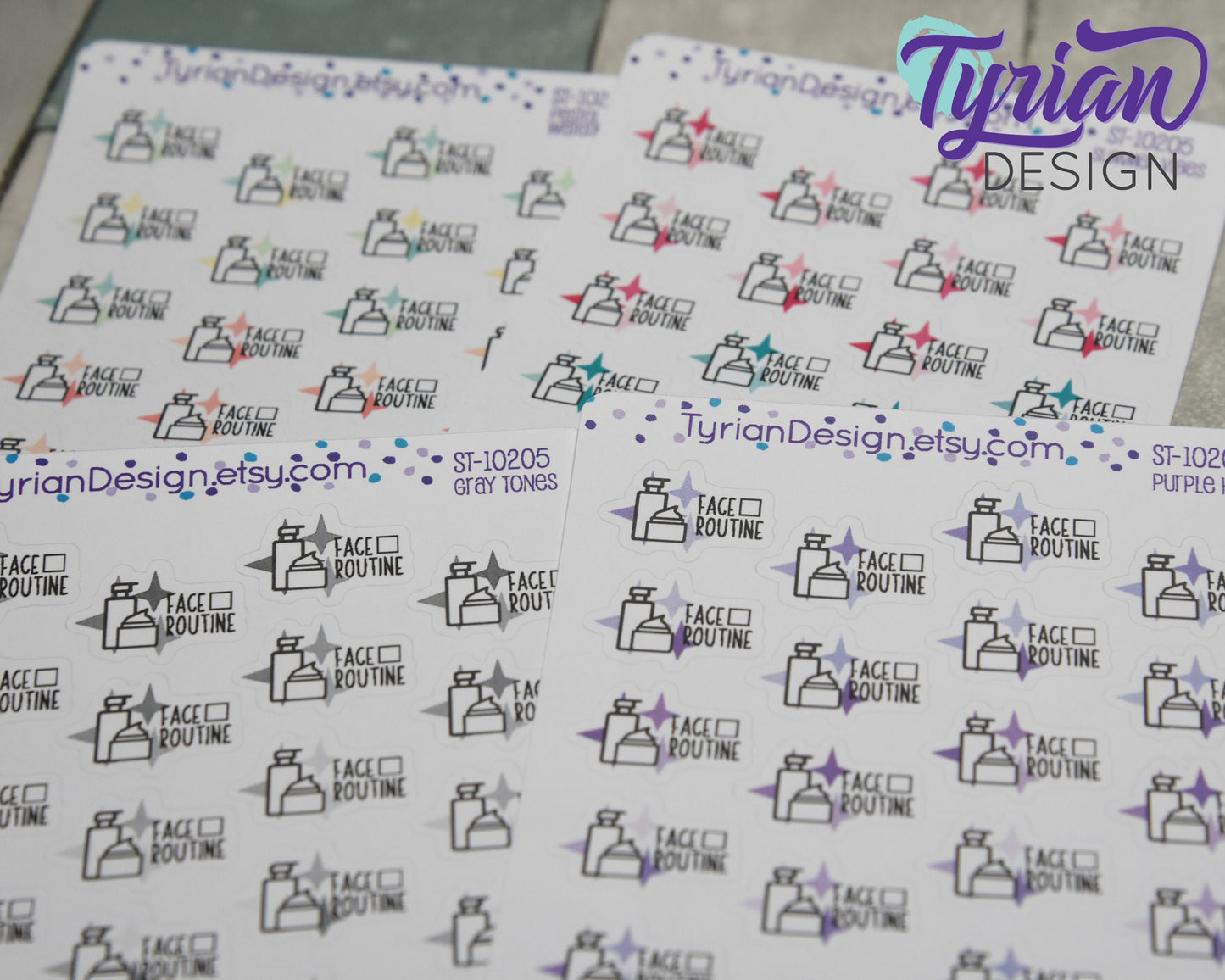 Face Routine Stickers | 22 Stickers | .85" x .62" Each | Various Colors
