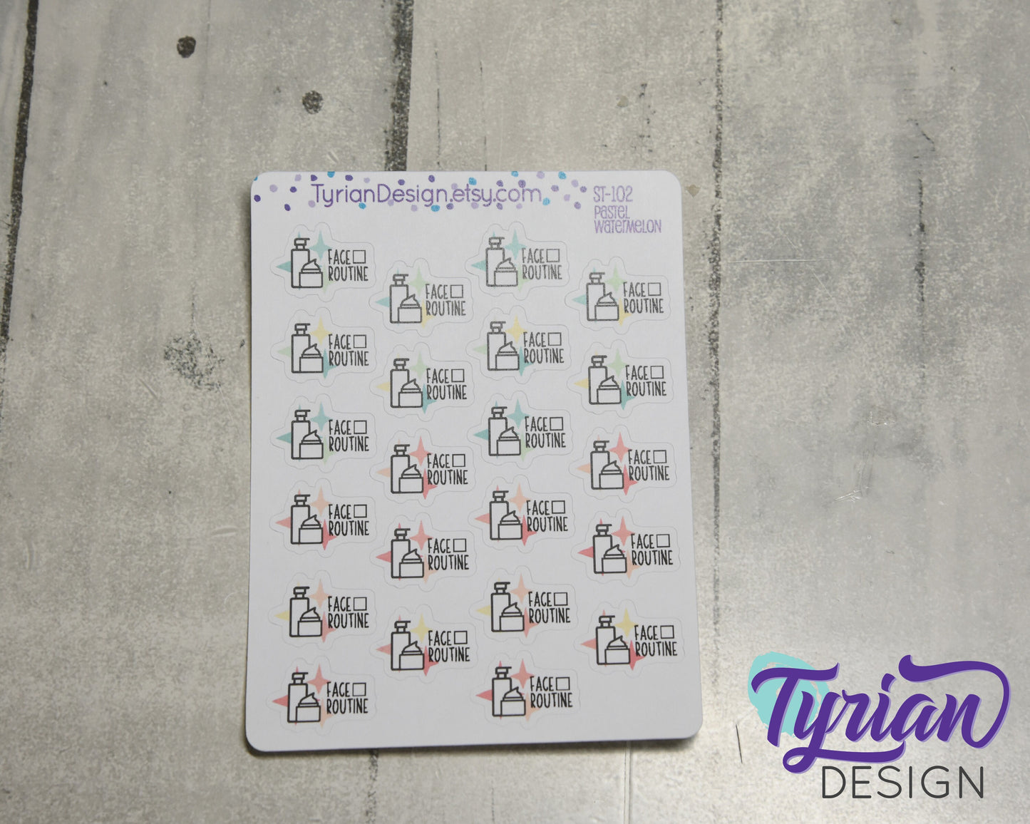 Face Routine Stickers | 22 Stickers | .85" x .62" Each | Various Colors