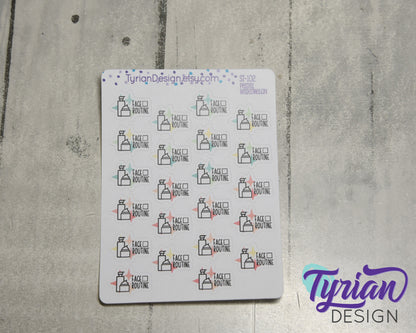 Face Routine Stickers | 22 Stickers | .85" x .62" Each | Various Colors