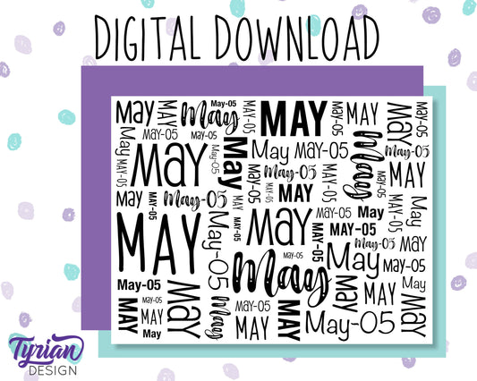 Digital Paper - May Word cloud Pattern