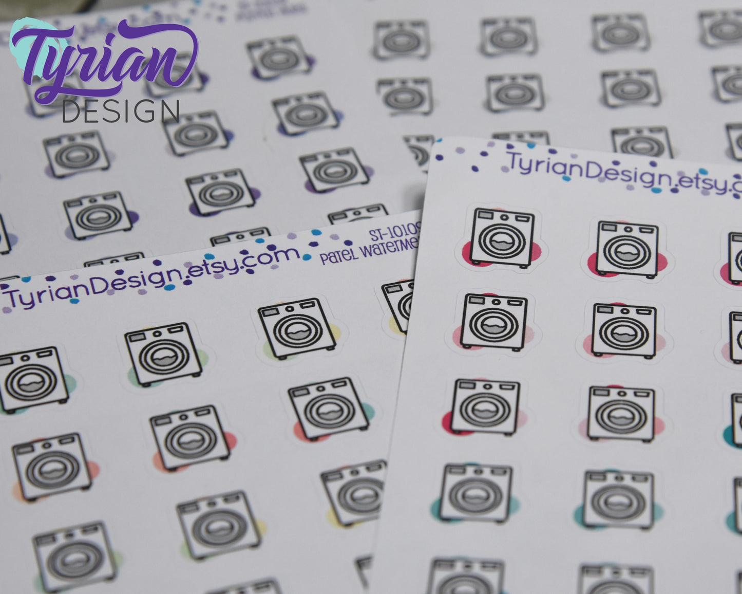 Laundry Icon, Washing Stickers. Clothes, Different color options. stickers for Planners, journals and calendars sticker sheet