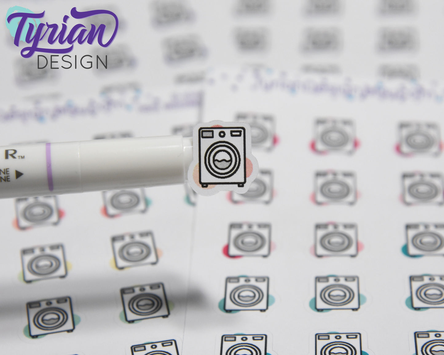 Laundry Icon, Washing Stickers. Clothes, Different color options. stickers for Planners, journals and calendars sticker sheet