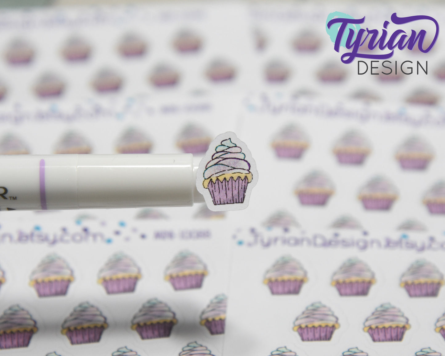 Cupcake Stickers Mini Sheet for Planners and Journals. mini cupcake stickers, birthdays, celebrations, clear or white matte stickers