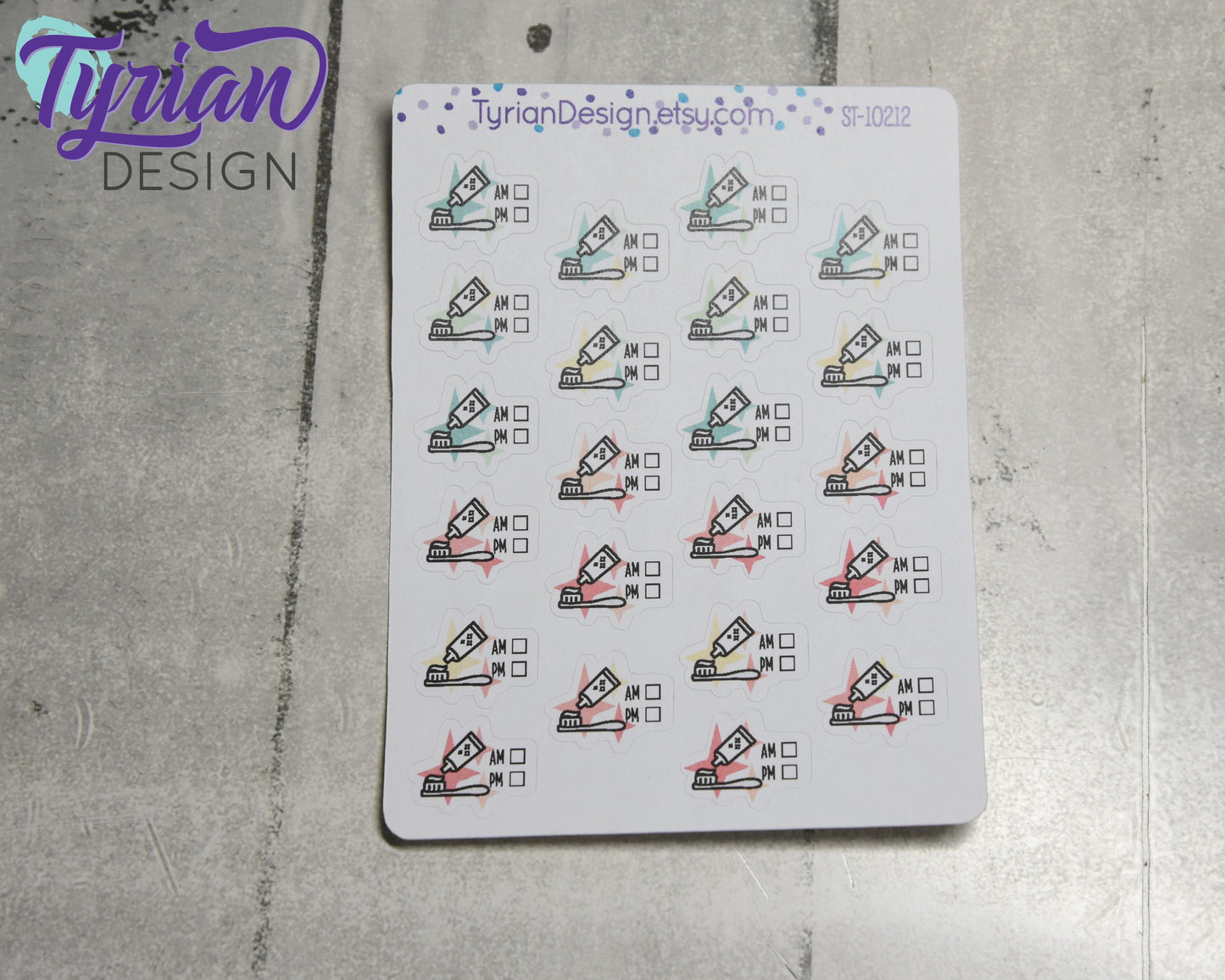 AM PM Tooth brushing Stickers. | 22 Stickers | .75 x .6" each.