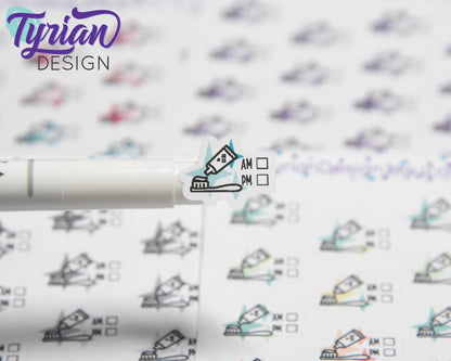 AM PM Tooth brushing Stickers. | 22 Stickers | .75 x .6" each.