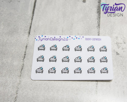 Car Wash Stickers | 18 Tiny Stickers | 4 x .4 approx each