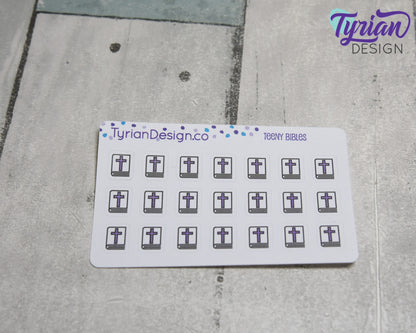 Bible Stickers | Tiny Bible stickers on a mini sheet | Great for pocket planning | Bible icon sticker | Bible Study | White or Clear Matte