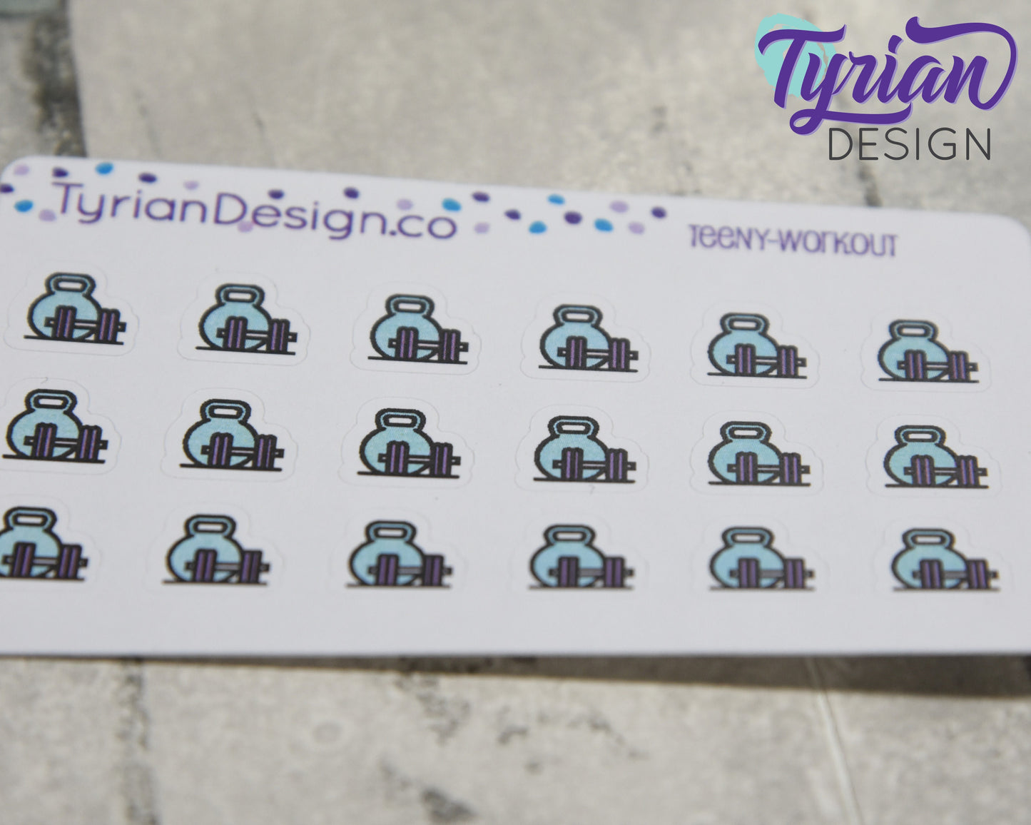 Workout Stickers | Tiny Weights stickers on mini sheet | Great for pocket planning | Strength training icon sticker | White or Clear Matte