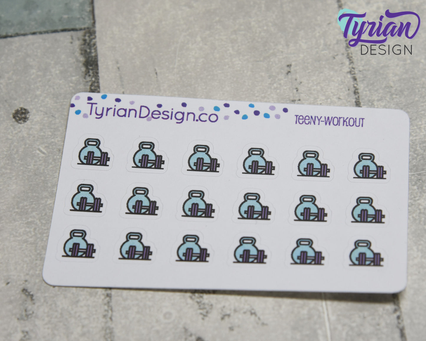 Workout Stickers | Tiny Weights stickers on mini sheet | Great for pocket planning | Strength training icon sticker | White or Clear Matte