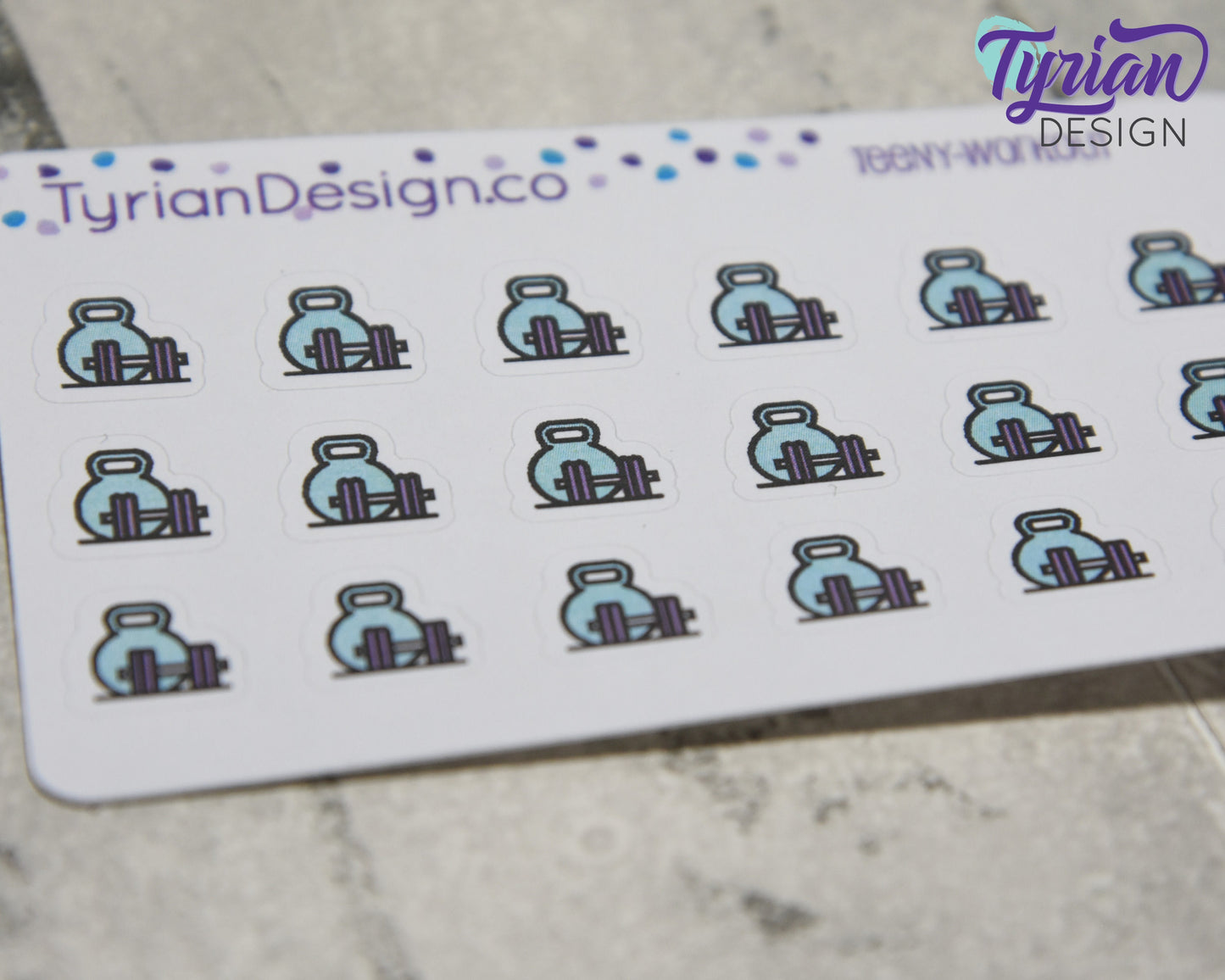 Workout Stickers | Tiny Weights stickers on mini sheet | Great for pocket planning | Strength training icon sticker | White or Clear Matte