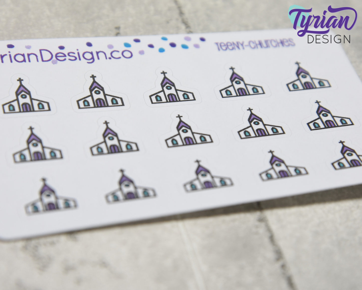 Church Stickers | Tiny Church stickers on mini sheet | Great for pocket planning | Worship icon sticker | Temple | White or Clear Matte