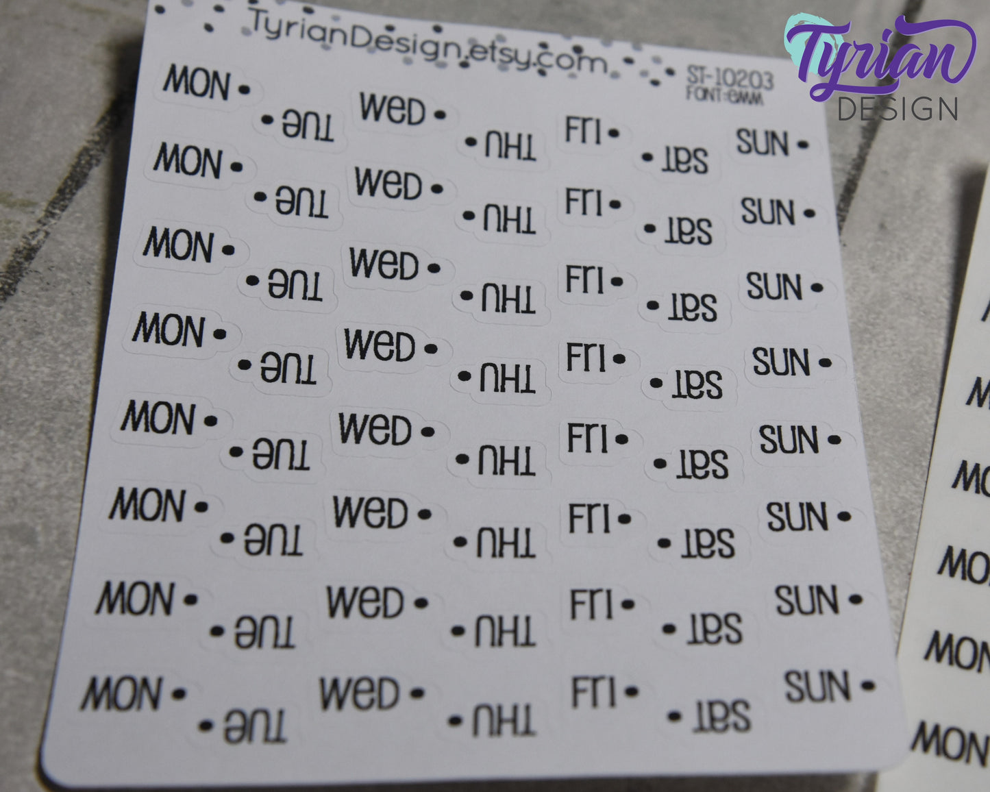 Days of the week Stickers | 56 Stickers | Emm Font