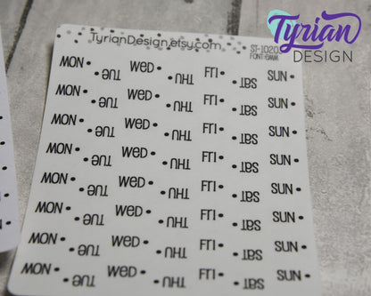 Days of the week Stickers | 56 Stickers | Emm Font