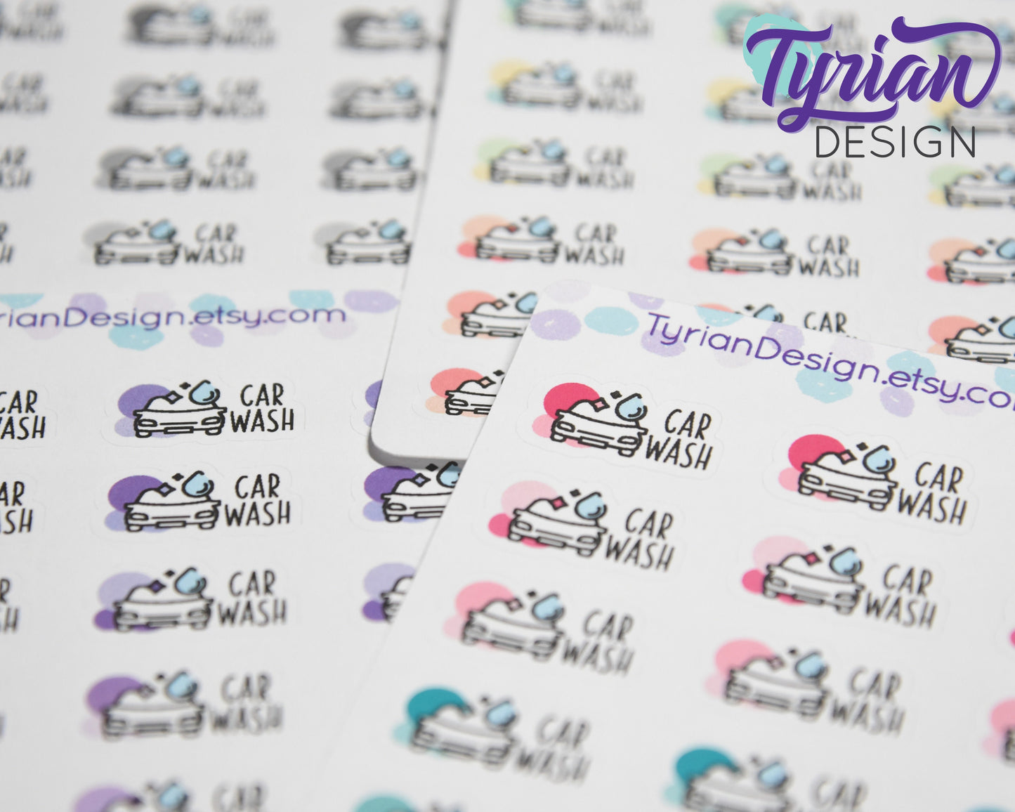 Car Wash Icon Stickers | 18 Stickers |  .9 x .5 | Icon Sticker