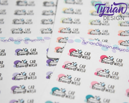 Car Wash Icon Stickers | 18 Stickers |  .9 x .5 | Icon Sticker