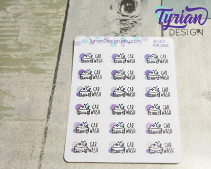 Car Wash Icon Stickers | 18 Stickers |  .9 x .5 | Icon Sticker