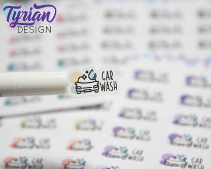 Car Wash Icon Stickers | 18 Stickers |  .9 x .5 | Icon Sticker