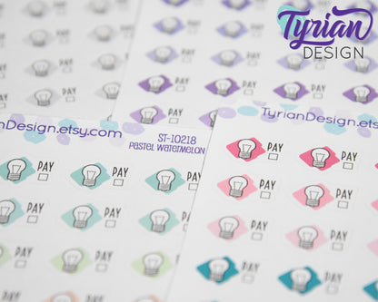 Electricity Icon Stickers | 24 Stickers | .75" x .5" Each