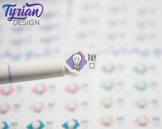 Electricity Icon Stickers | 24 Stickers | .75" x .5" Each