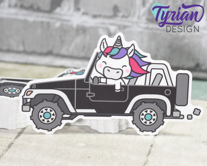 Unicorn in a  Black Vehicle Vinyl Sticker | 5" x 3" Each