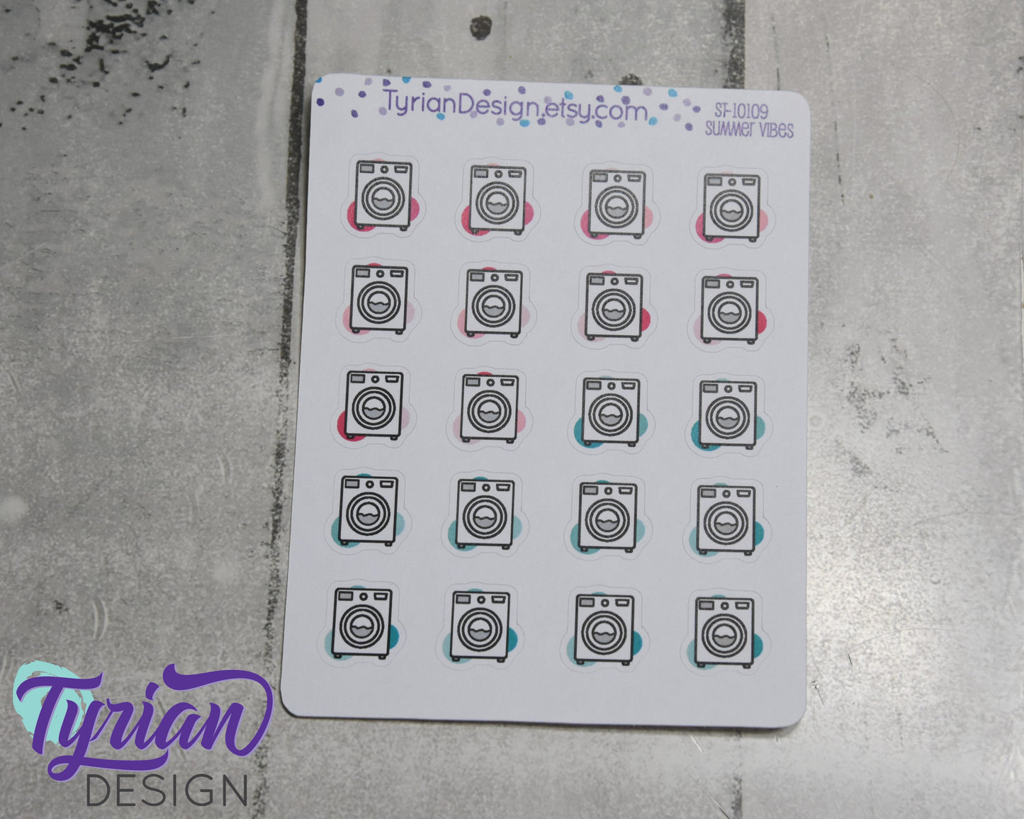 Laundry Icon, Washing Stickers. Clothes, Different color options. stickers for Planners, journals and calendars sticker sheet