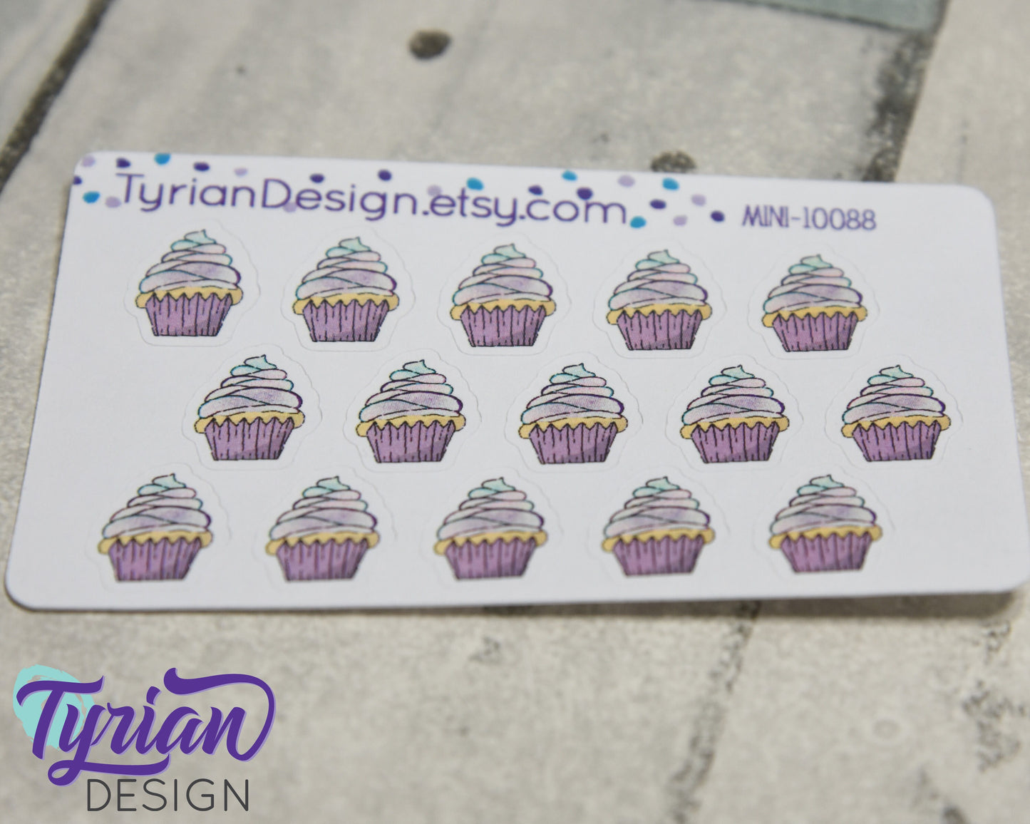 Cupcake Stickers Mini Sheet for Planners and Journals. mini cupcake stickers, birthdays, celebrations, clear or white matte stickers