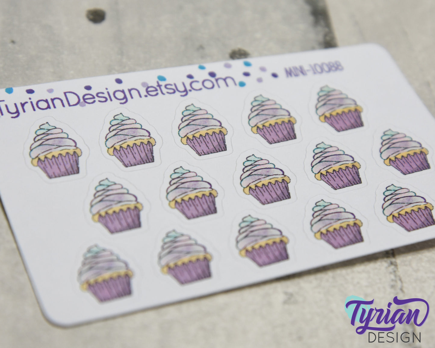 Cupcake Stickers Mini Sheet for Planners and Journals. mini cupcake stickers, birthdays, celebrations, clear or white matte stickers