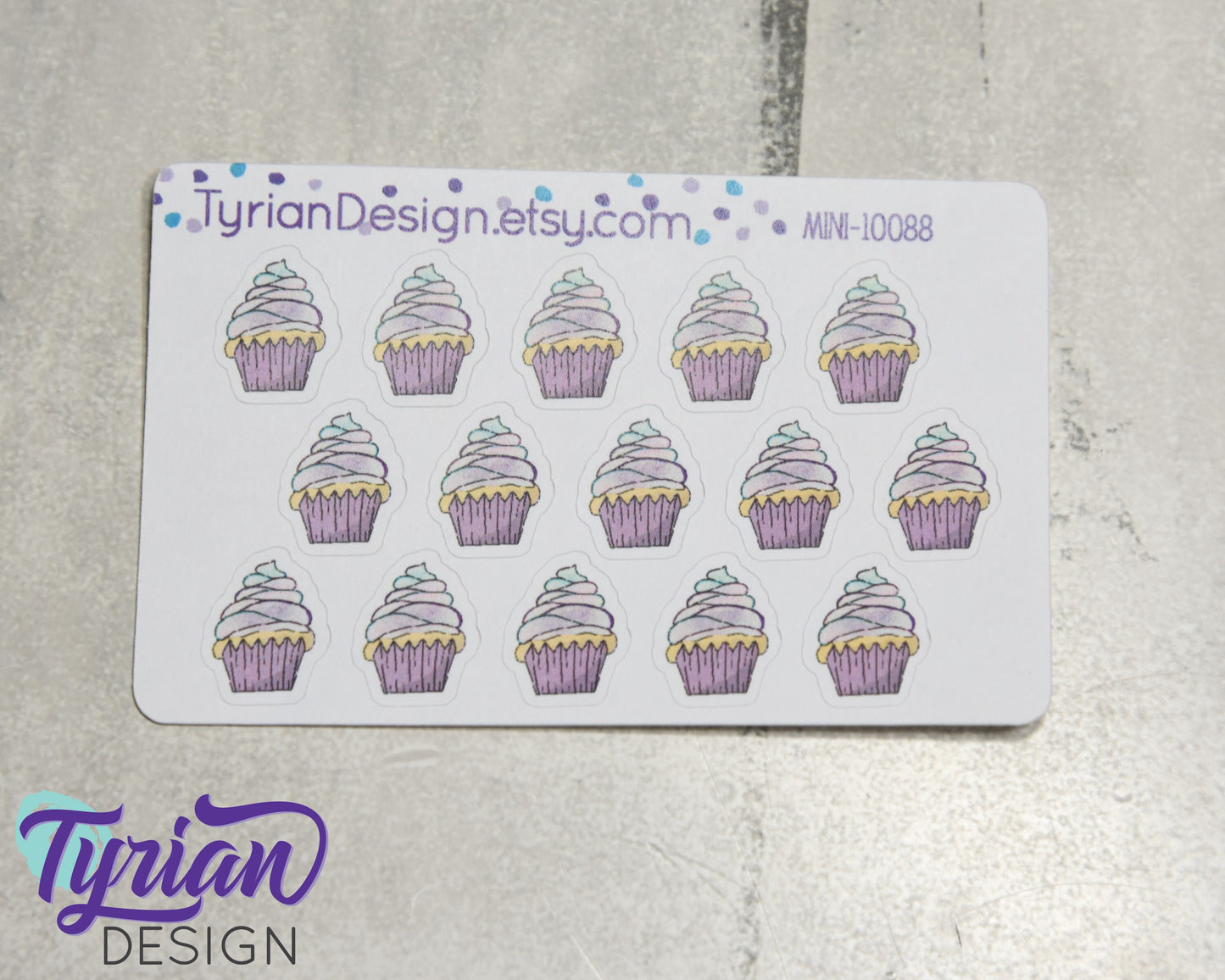 Cupcake Stickers Mini Sheet for Planners and Journals. mini cupcake stickers, birthdays, celebrations, clear or white matte stickers